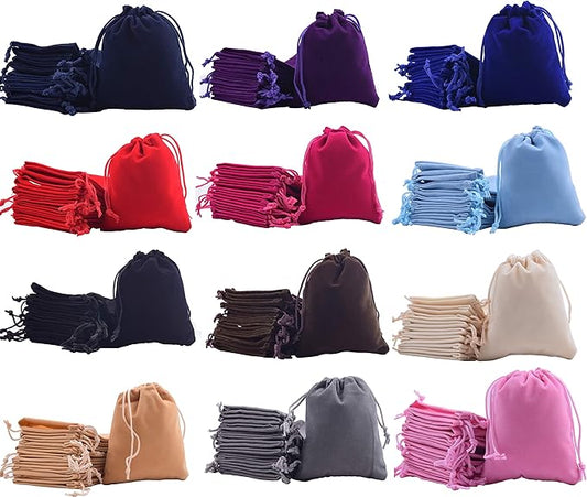 Sansam 48pcs Small 12 Colors Mixed Drawstrings Velvet Gift Bags Velvet Jewelry Pouches for Wedding Favors, Candy Bags, Par...