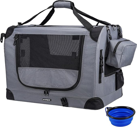Prutapet Large Cat Carrier 24"x16.5"x16.5" Portable Dog Crate for Small Medium Dogs Collapsible Traveling Pet Crate with C...