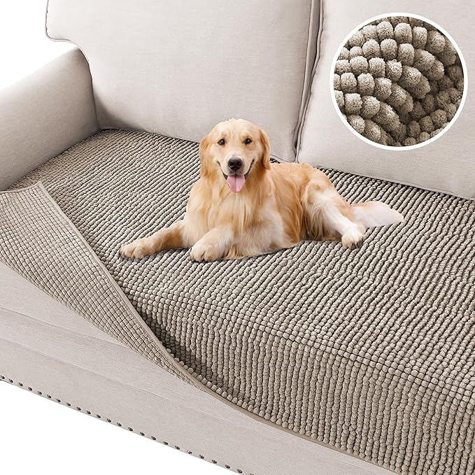 H.VERSAILTEX Plush Chenille Pet Couch Cover Thick Soft Sofa Cover for 3 Cushion Couch Anti Slip Couch Cover Furniture Prot...