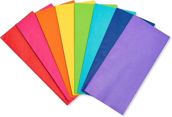 American Greetings Rainbow Tissue Paper, 40 Sheets (8 colors, 20 in. x 20 in.) for Birthdays, All Occasions, Gift Bags and...