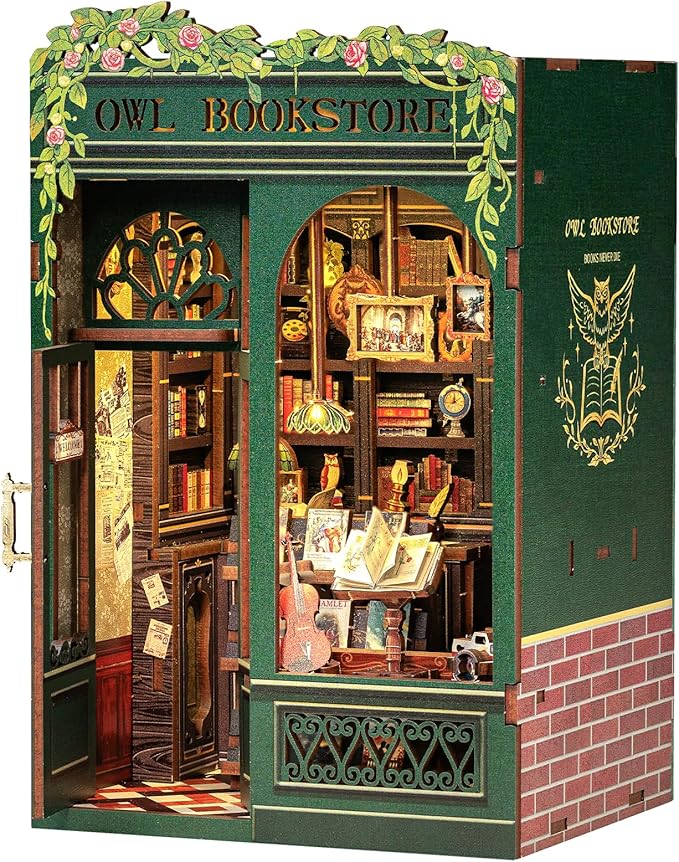 CUTEBEE Book Nook Kit - DIY Miniature House Kit for Adults, Teens and Beginners, Dollhouse Booknook Library Tiny House Boo...