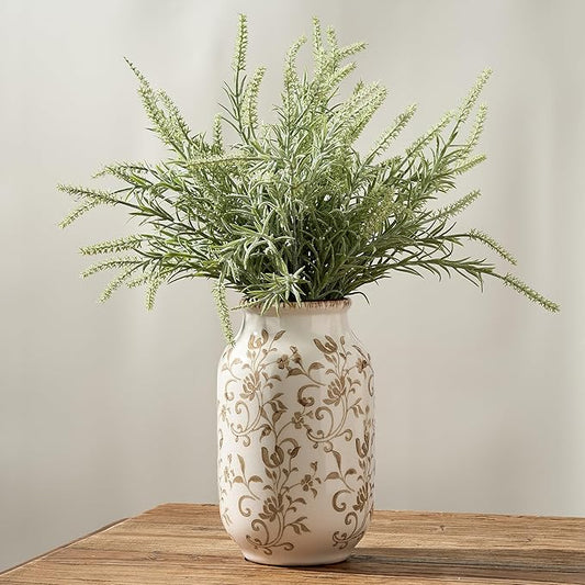 SIDUCAL Ceramic Vintage Vase, 8.78 Inch Chinoiserie Floral Vase, Retro Ice Cracked Rustic Farmhouse Vases for Home Decor, ...