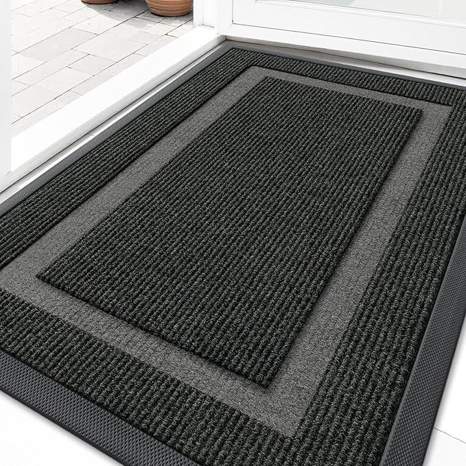 OLANLY Front Door Mat Indoor Outdoor Entrance, Waterproof All-Season, All-Weather Doormat, Sturdy Natural Rubber, Fade Res...