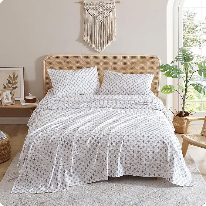 Indigo Ink - Queen Size Sheet Set, 4-Piece Boho Medallion Patterned Bedding, Soft & Wrinkle Resistant (Panther Collection,...