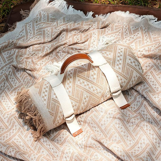 Genovega 2 in 1 Extra Large Outdoor Picnic Blanket Waterproof Woven Boho Mat Giant Beach Towel Travel Essential Yoga Acces...