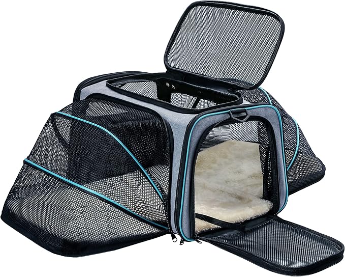 Cat Dog Carrier - Airline Approved Expandable Soft-Sided Pet Carrier with Removable Fleece Pad and Pockets, for Cats/Puppy...