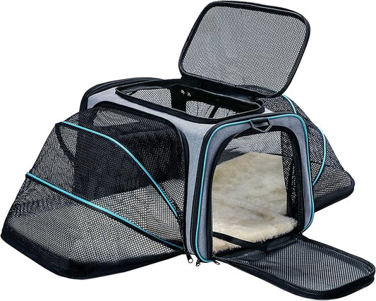 Cat Dog Carrier - Airline Approved Expandable Soft-Sided Pet Carrier with Removable Fleece Pad and Pockets, for Cats/Puppy...