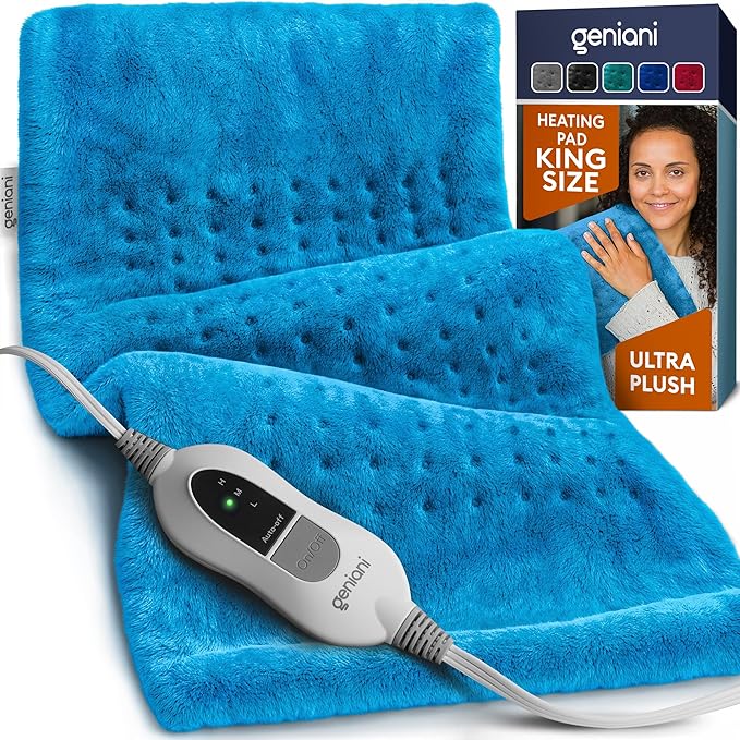 GENIANI Electric Heating Pad for Back Pain & Cramps Relief, Electric Throw, Auto Shut Off, Machine Washable, Moist Heat Pa...