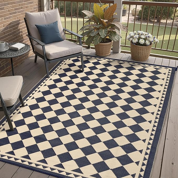 HUGEAR Outdoor Rug for Patios Clearance,Waterproof Mat,Large Outside Carpet,Reversible Plastic Straw Camping Rugs,Rv,Porc...