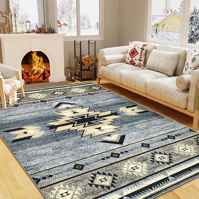 B BENRON Western Rugs for Living Room Bedroom Non Slip, Aesthetic Home Decor for Dining Table Kitchen Porch Nursery, Washa...