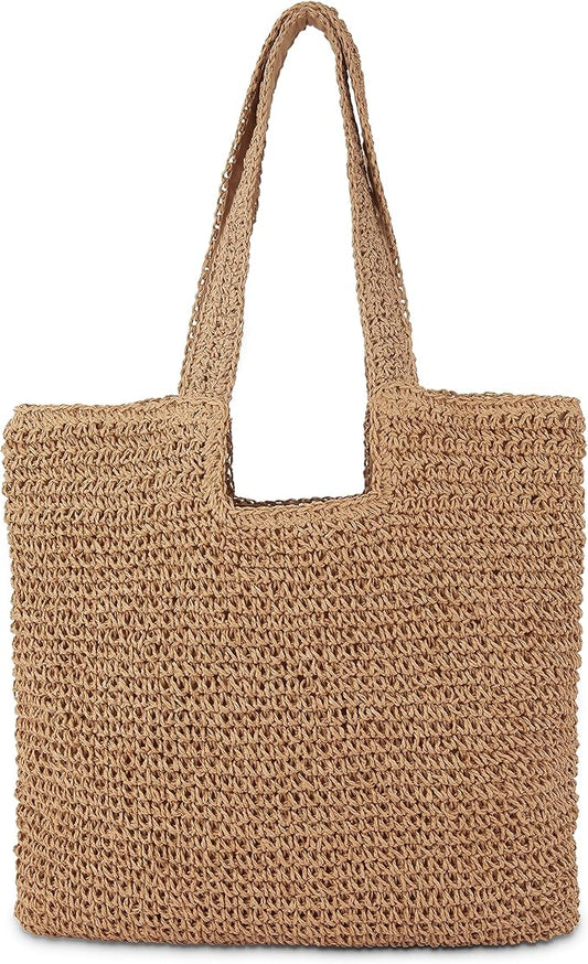 COZYOFFI Straw Beach Tote Bag: Large Summer Boho Woven Bags - Rattan Handmade Shoulder Handbags for Women