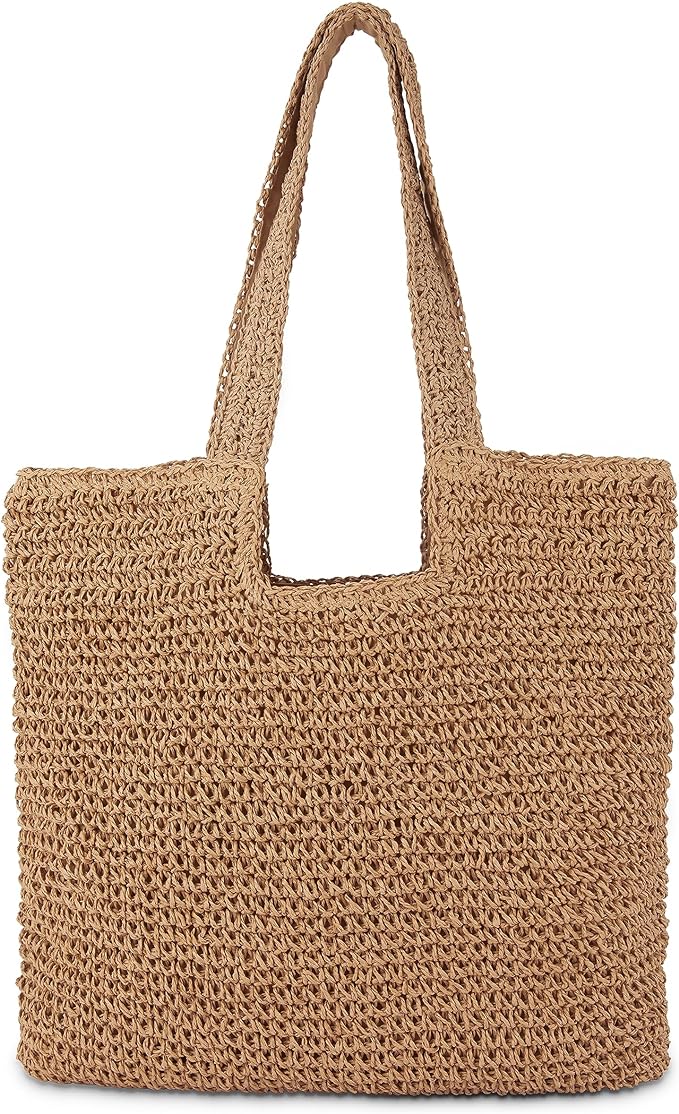 COZYOFFI Straw Beach Tote Bag: Large Summer Boho Woven Bags - Rattan Handmade Shoulder Handbags for Women
