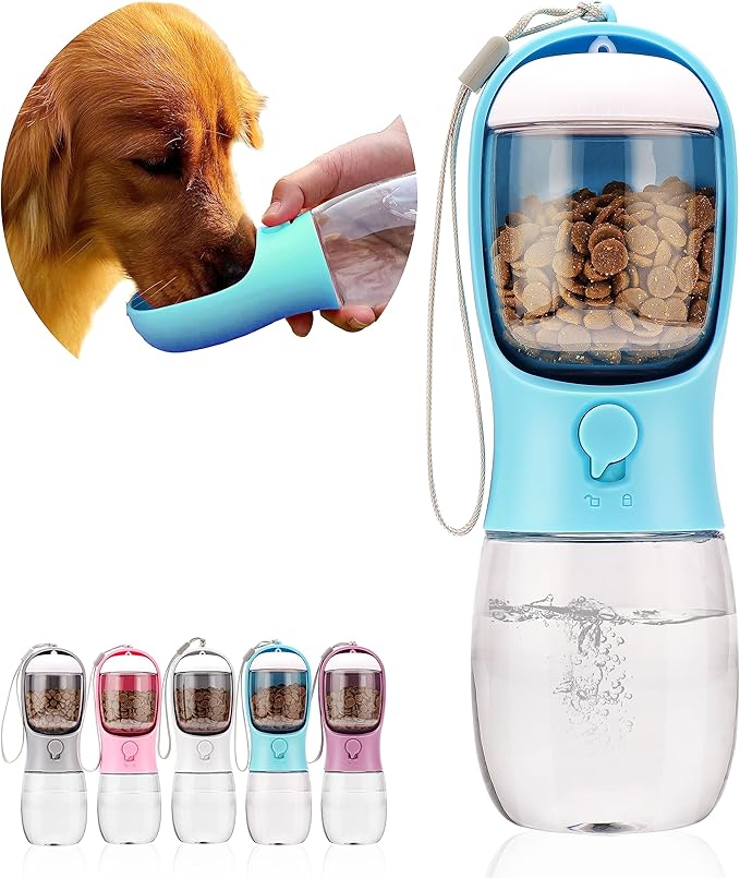 AVELORA Dog Water Bottle with Food Container, Portable Leak Proof Pet Water Dispenser for Walking Hiking Travel, Puppy Ess...