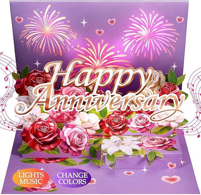 Airpark Anniversary Card with Music & Lights, 3D Pop Up Happy Anniversary Cards for Him Her Husband Wife Men Women, Ideal ...