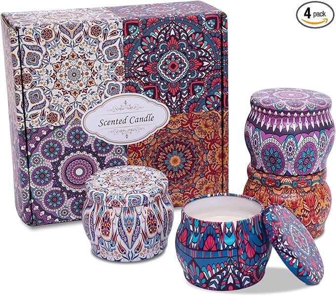 Topadorn 4 Pack Scented Candles Gift Set, Soy Wax Aromatherapy Candles for Home, Relaxation, Meditation, Yoga, Spring Hous...