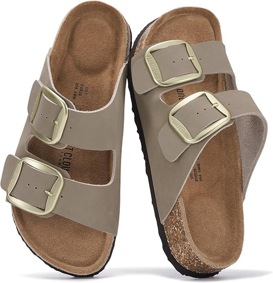 Project Cloud 100% Genuine Leather Flat Sandals for Women 2026 Comfortable Beach Essentials Womens Sandals Memory Foam Vac...