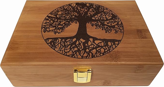 Tree of Life Keepsake Box - Wooden Keepsake Box with Hinged Lid - Engraved Design - Decorative Wooden Boxes with Lids - Wo...