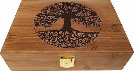 Tree of Life Keepsake Box - Wooden Keepsake Box with Hinged Lid - Engraved Design - Decorative Wooden Boxes with Lids - Wo...