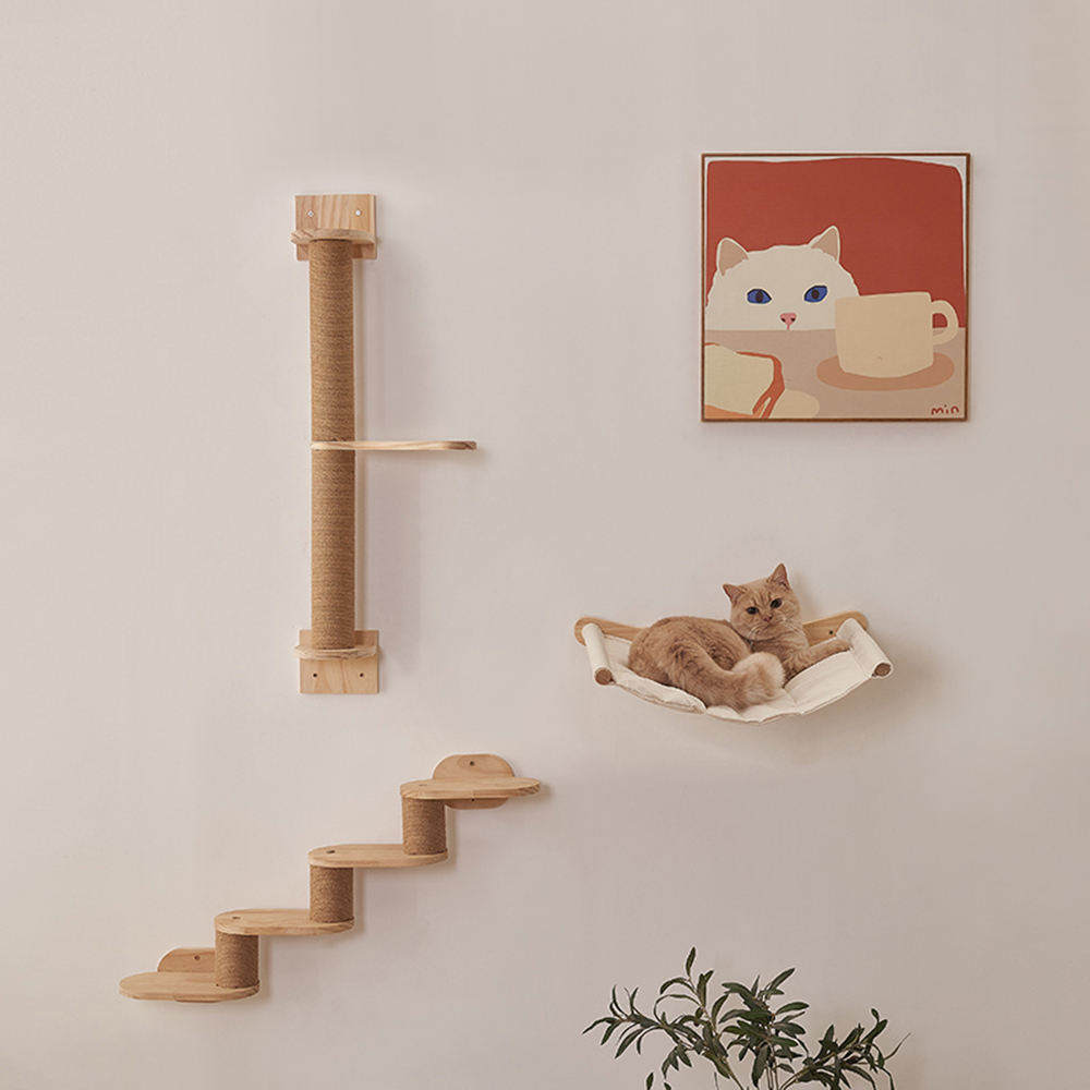 Wooden Wall Shelf Wall-Mounted Perch Leisure Cat Climbing Frame Pet Supplies