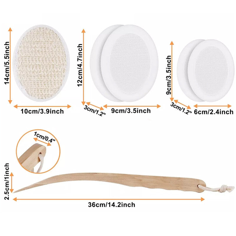7PCS Back Cream Applicator Lotion Applicator For 2 In 1 Body Brush Beech Handle