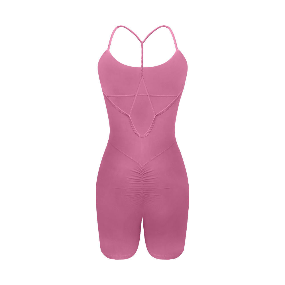 V Waist Pleated Yoga Jumpsuit Women