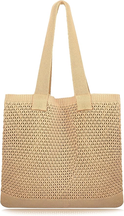 COOKOOKY Beach Bag with added lining Crochet Tote Bag for Women Shoulder Bag Hobo Casual Handbags Shopping Work Bag
