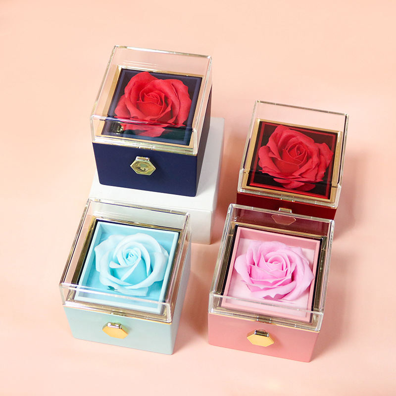 Valentines Day Rose Flower Gift Box Paint Rotation