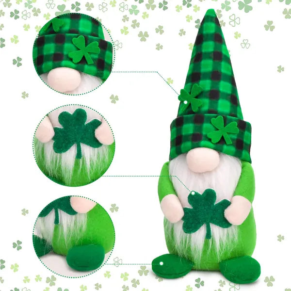 St Patricks Day Gnomes Decorations, 2 Pack Gnomes Plush Lucky Green Shamrock Home Table Decor Ornaments For Irish Saint Patrick's Day