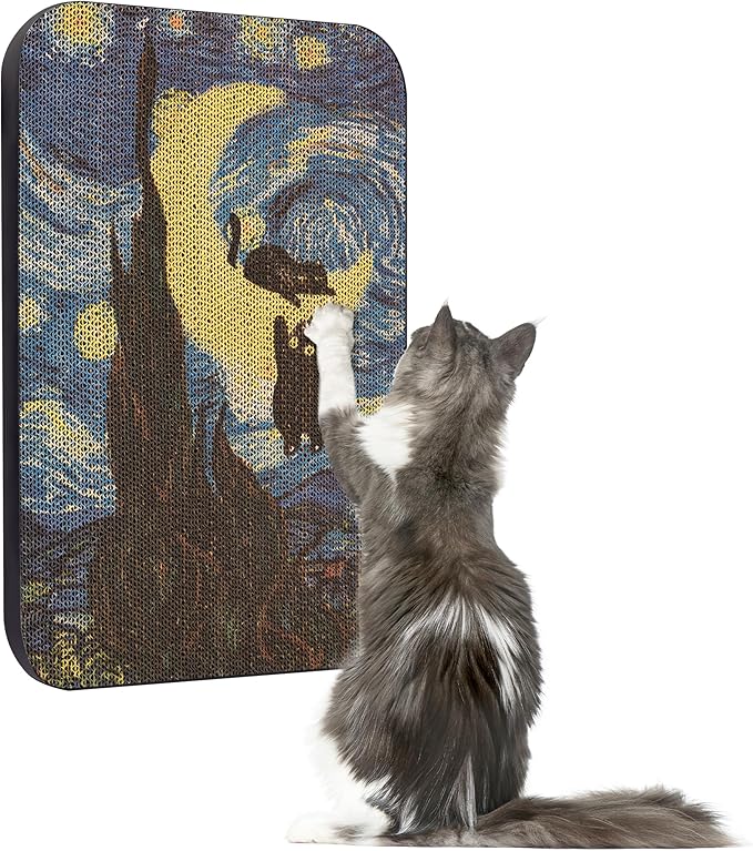 LESISSMER Art Cat Scratcher, Wall-Mountable Cat Scratching Board, Cat Wall Scratcher 16.7x11x1 Inch Cat Scratch Pad and Ca...