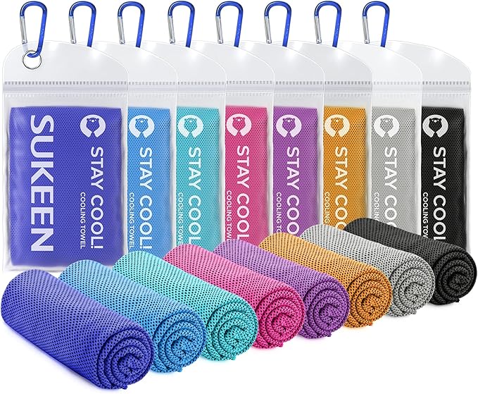 Sukeen Cooling Towels 8 Pack (40"x 12"), Cooling Towels for Neck and Face, Microfiber Breathable Towel for Hot Weather, Sw...