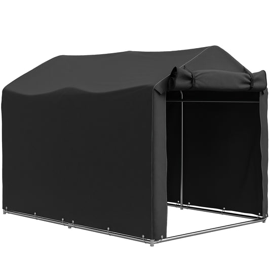 2.2 X 1.6 M Garden Storage Tent, Waterproof Anti-UV Bike Tent With Roll-up Zipper Door, Galvanised Outdoor Storage Shelter Carport For Bike, Motorbike, Garden Tools, Black