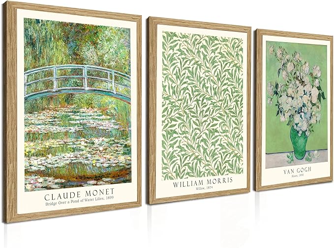 Induslyfe Framed Grass Wall Art Canvas Decor Set of 3, Matisse Wall Art Framed Prints Posters Mid Century Modern Art, Gogh...