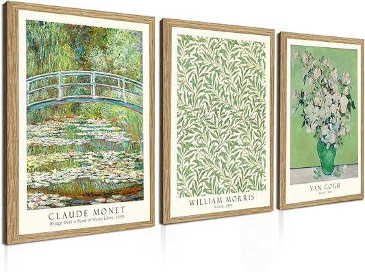 Induslyfe Framed Grass Wall Art Canvas Decor Set of 3, Matisse Wall Art Framed Prints Posters Mid Century Modern Art, Gogh...