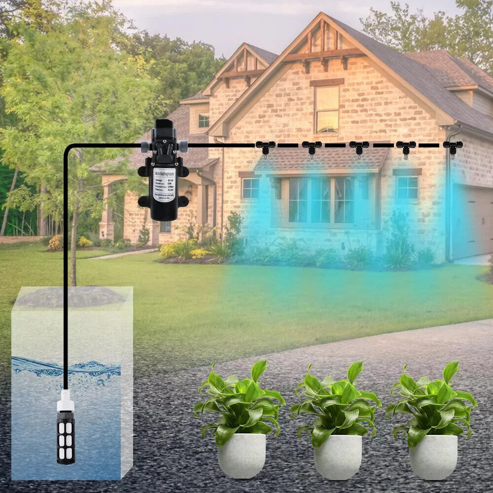 15m Misting System 12V 5L Min Water Garden Sprayer Sprinkler Cooling System