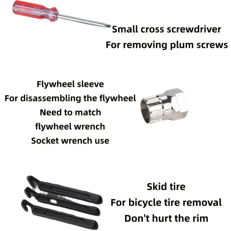 Support pan European shipping--7-in-1 Bicycle Repair Kit, Portable Bottom Bracket Removal Tool, Mountain Bike Repair Crank Chain Breaker, Spoke Wrench, Flywheel Disassembly, Repair Tool Accessories