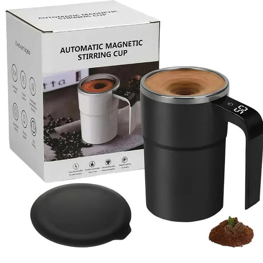 Digital Self Stirring Coffee Mug Auto Mixing Milk Tea Cup Magnetic Rechargeable  Black