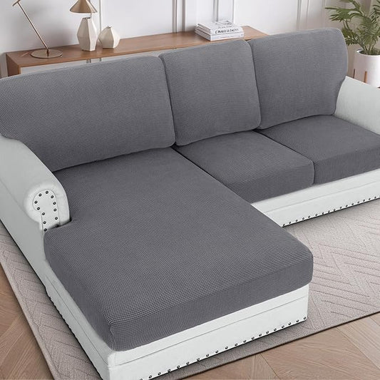 H.VERSAILTEX Sectional Couch Covers 3 Pieces Sofa Seat Cushion Covers L Shape Separate Cushion Couch Chaise Cover for Both...