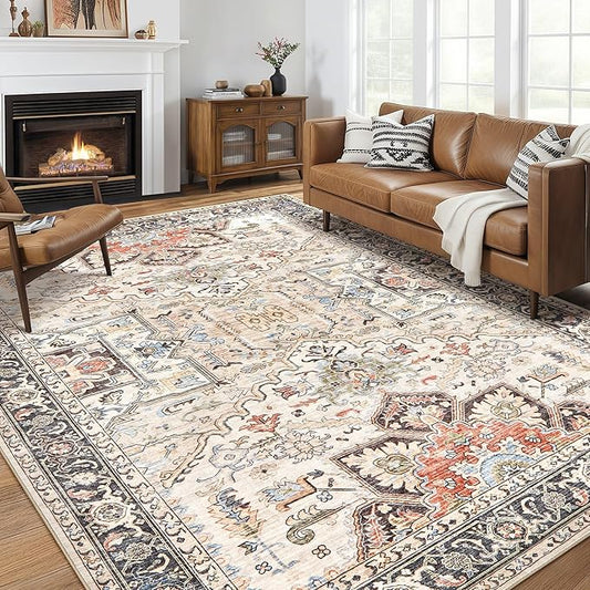 homewill 9x12 Area Rugs for Living Room - Large Carpet Ultra Thin Soft Washable Oriental Vintage Floral Distressed Rug Big...