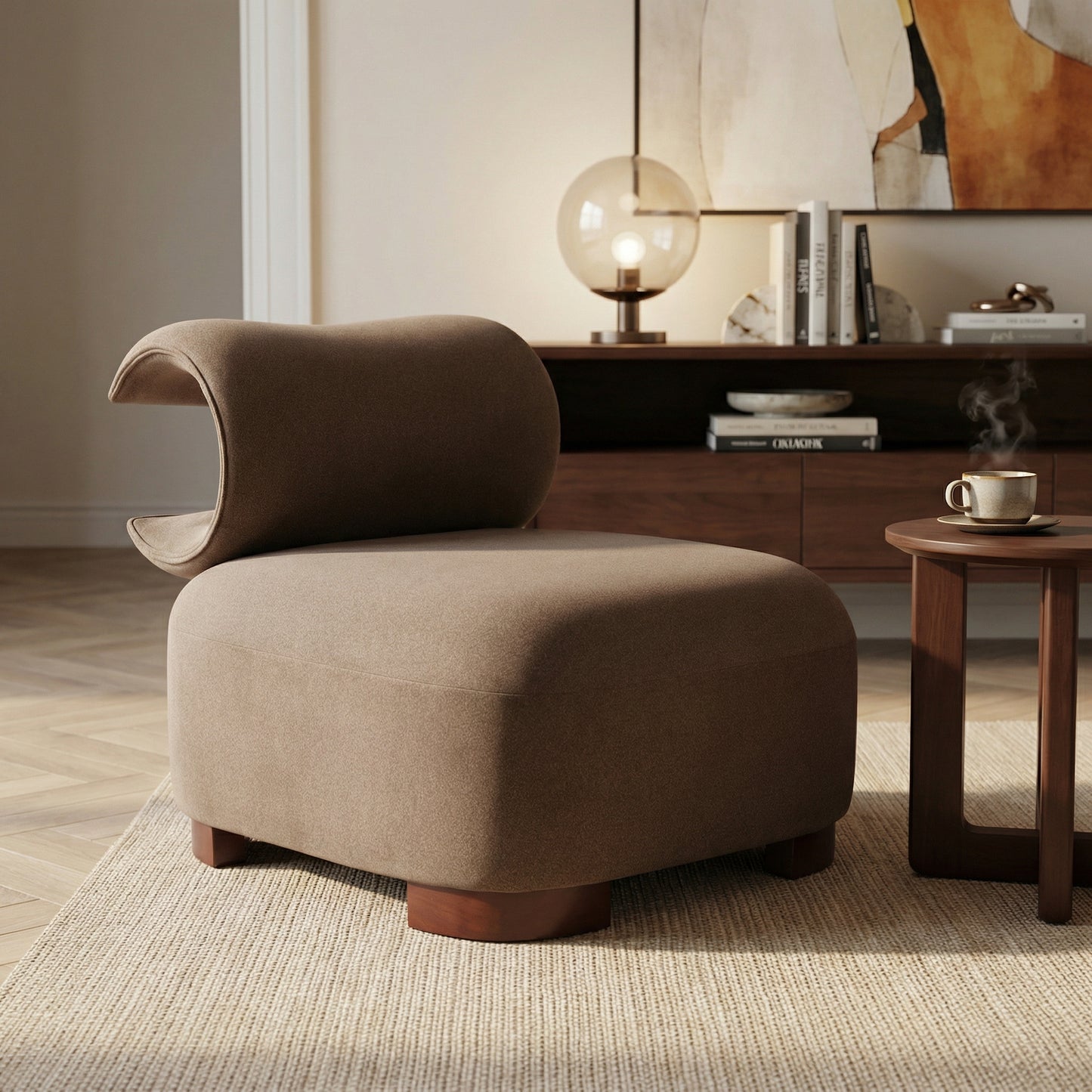 Modern Brown Polyester Accent Chair For Living Room - Pet-Friendly, 330 Lbs Capacity, Stylish Living Room Seating For Home & Office