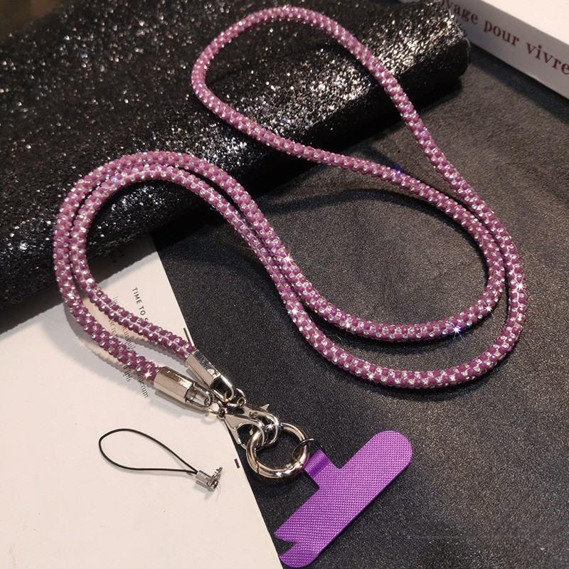 Rhinestone Mobile Phone Lanyard Crossbody Long