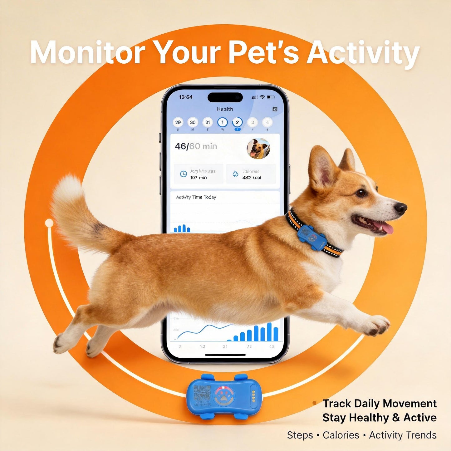 Dog GPS Tracker Real Time, Anti-Lost Pet Tracker With Geofence, Flash Light And Sound Alarm, Unlimited Distance Tracking, Fits Most Pet Collars, Subscription Required