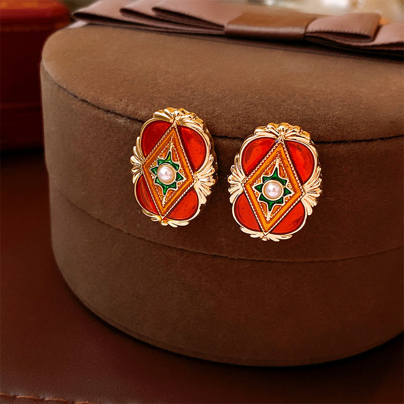 Niche Elegant Retro Stud Earrings Women Medieval Vintage Earrings Premium Jewelry