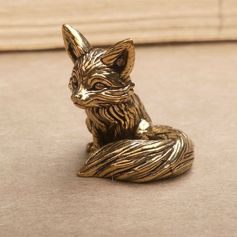 Fox Ornament For Study Or Office Desk Solid Forged Copper Tea Pet