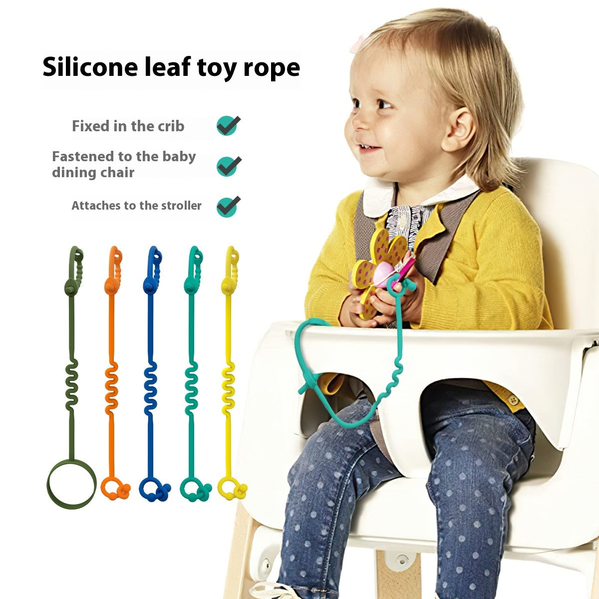Silicone Toy Rope Teether Fork Baby Nipple Bite Teether Stroller Feeding Bottle Rope