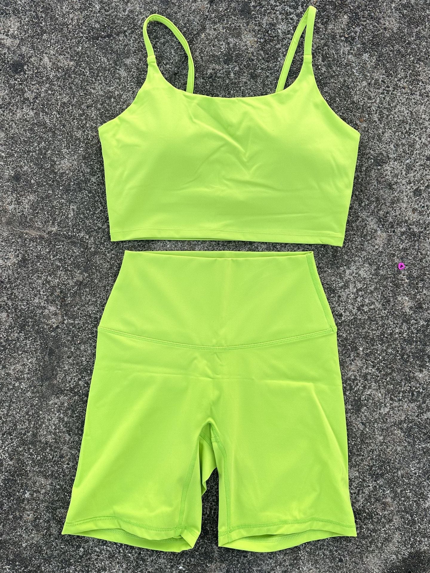 Womens Fitness Yoga Top And Brushed Cycling Shorts