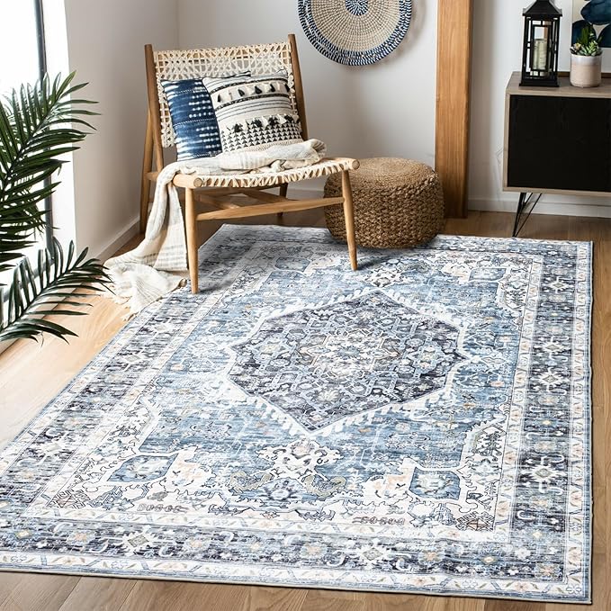 Domitapis Area Rug 5×7, Vintage Boho Rug,Ultra-Soft Low Pile, Washable, Non Slip,Stain Resistant Printed Carpet for Living...