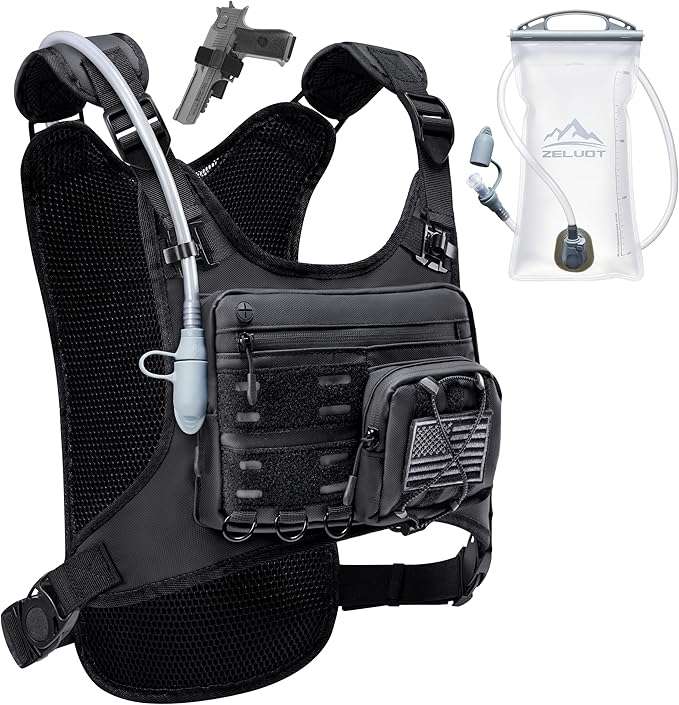 Zelvot Running Vest with 2L Water Bladder, Hydration Backpack, U.S. Design Patent, Lightweight Hydration Pack with Gear Ho...