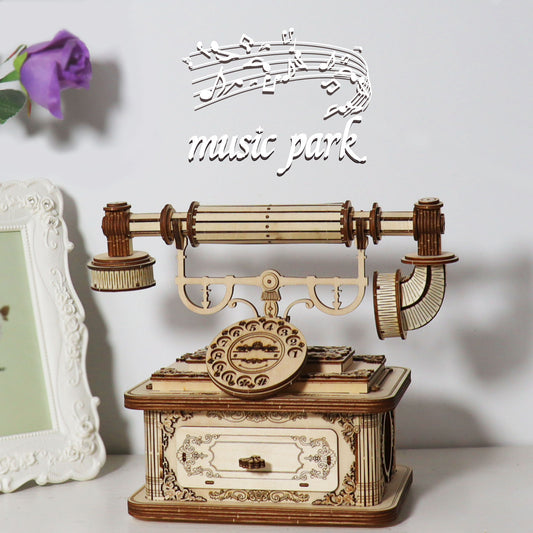Sales Are Prohibited On The TEMU And SHEIN - Creative Retro Telephone 3D Wooden Puzzle For Adults Tabletop Model Kits Decoration And Gift For Christmas Birthday