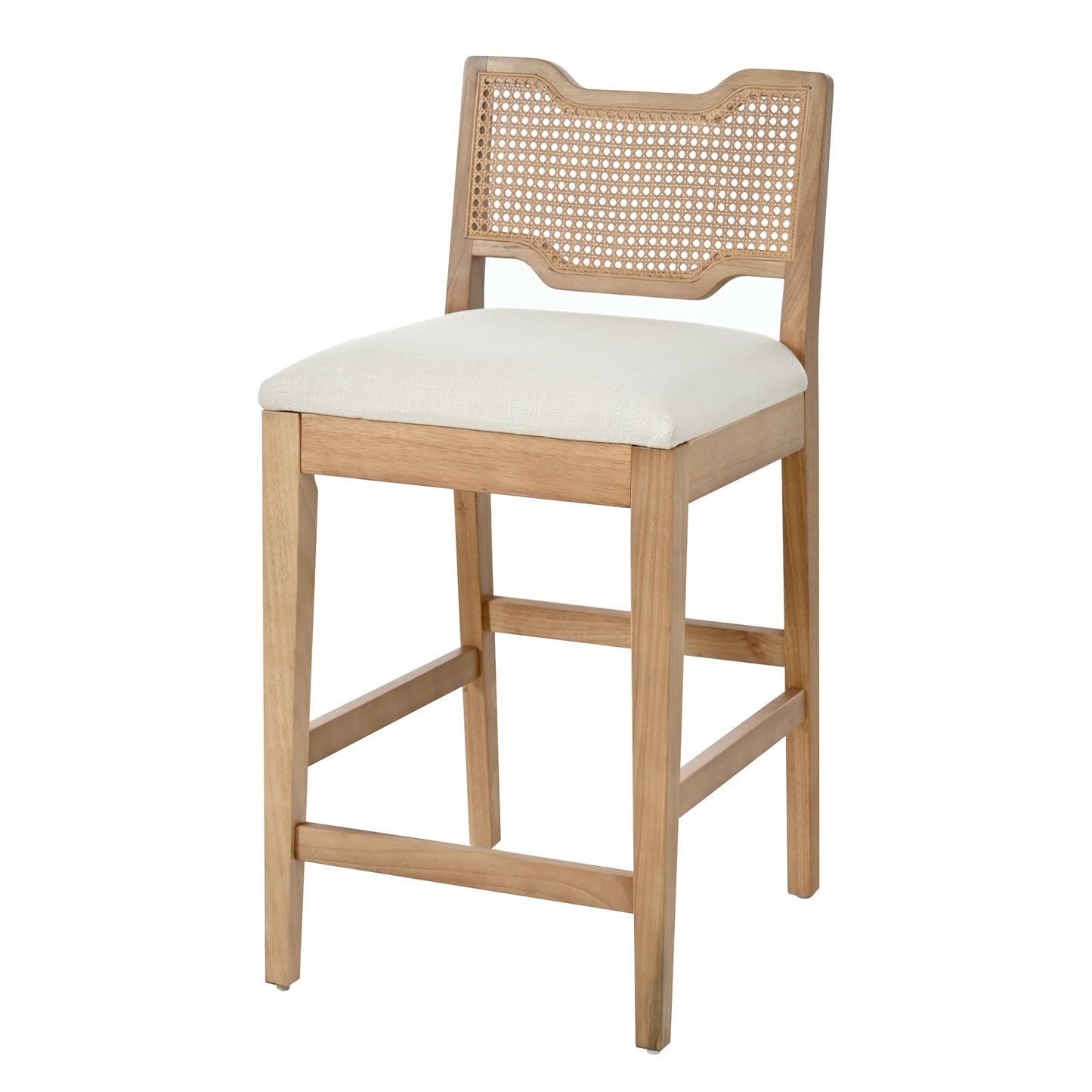 28  Farmhouse Barstools Set Of 2,Upholstered Armless Iron Counter Stools With Natural Rattan Backrest For Kitchen Dining Island Table,Beige