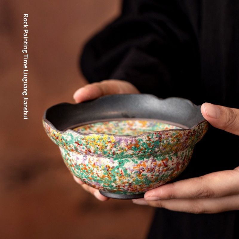 Rock Painting Time Glowing Light Household Retro Ceramic Tea Ceremony Accessories